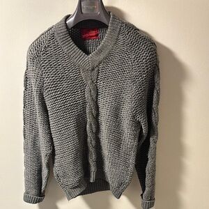 Men's Gray Cable Knit Sweater